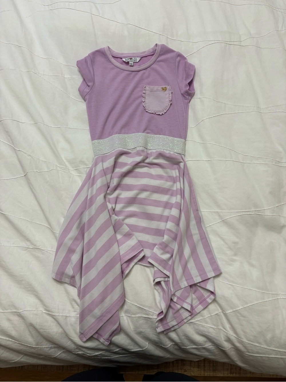 Child Lavender Striped Handkerchief Hem Dress